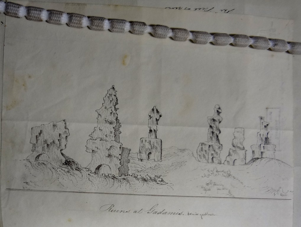 Laing’s sketch of the ruins at Ghadames, 1825 (catalogue reference CO 2/15)