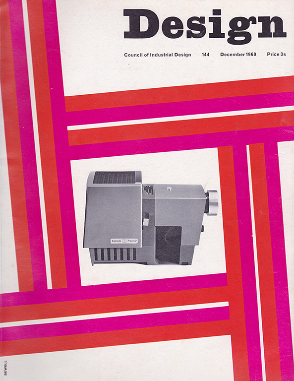 The front cover of 'Design', the Council of Industrial Design's magazine, from December 1960, featuring an article on litter bin design.
