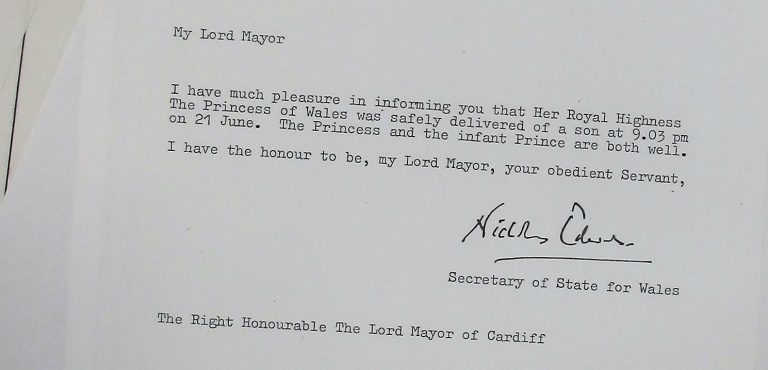 The Welsh Office and instructions regarding the birth of a Prince or Princess, TNA Ref: BD 115/7