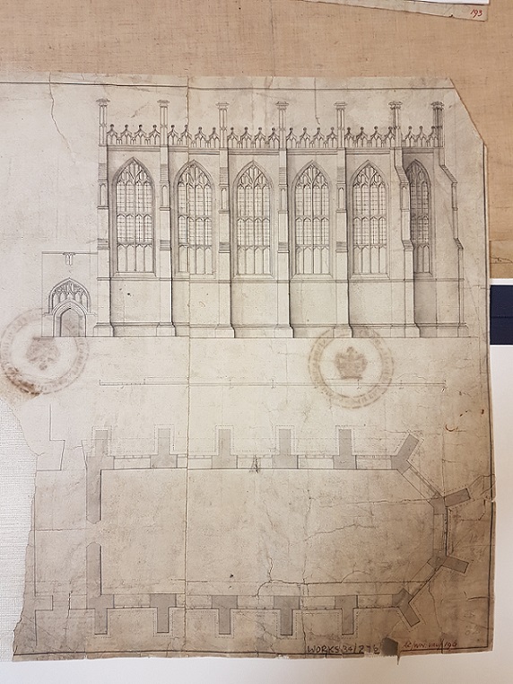 Plan and elevation of the Albert Memorial Chapel [catalogue reference: WORK 34/276]