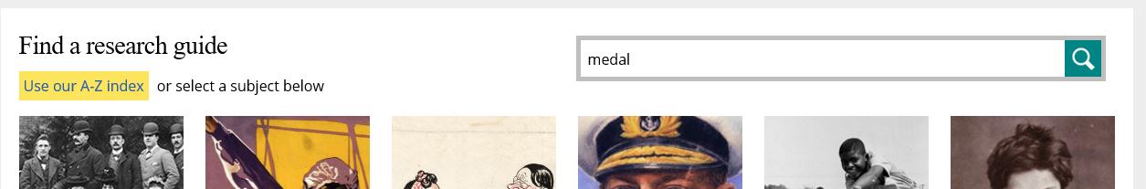 Image of a keyword search of the guides for medal