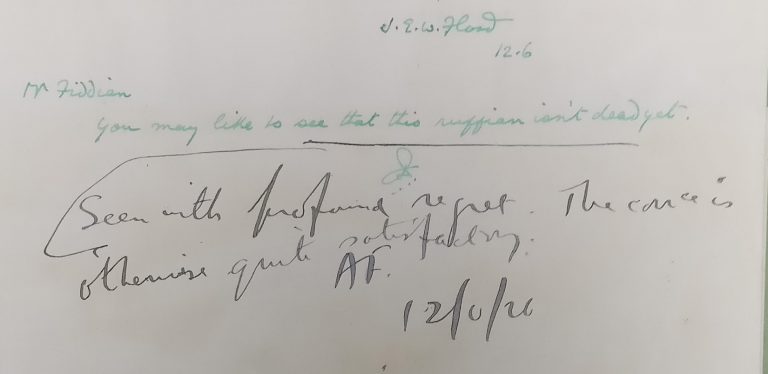 Exchange of minutes between Flood and Fiddian, June 1926 (catalogue reference: CO 533/621)