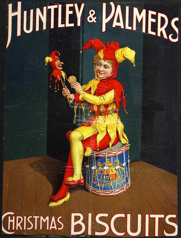 Promotional art work for Huntley and Palmer's Christmas Biscuits 1905