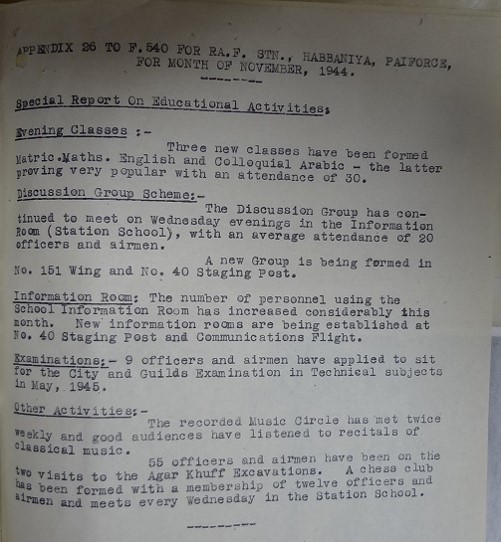 Visit to Aqar Quf, November 1944 (catalogue reference: AIR 28/331)