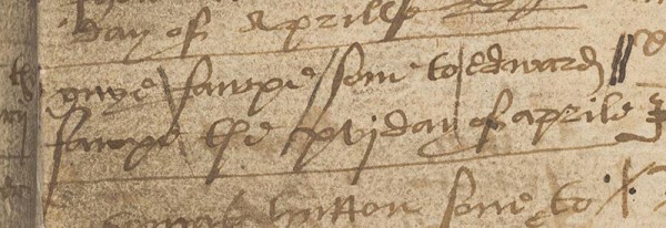 An extract from an early probate register, handwritten in Latin.