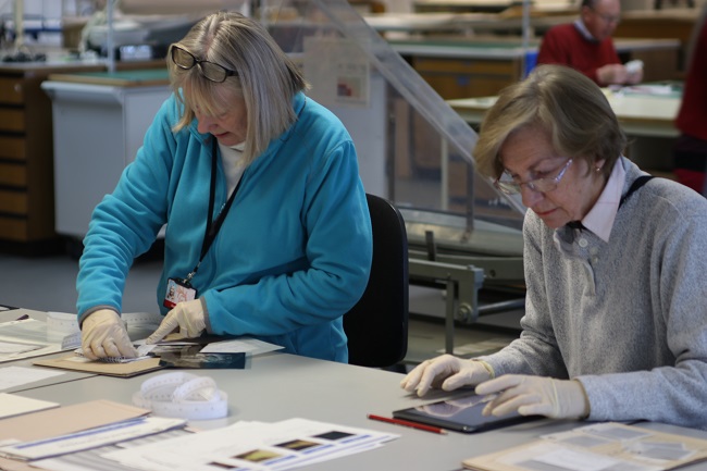 Our volunteers working hard on the film survey in Collection Care