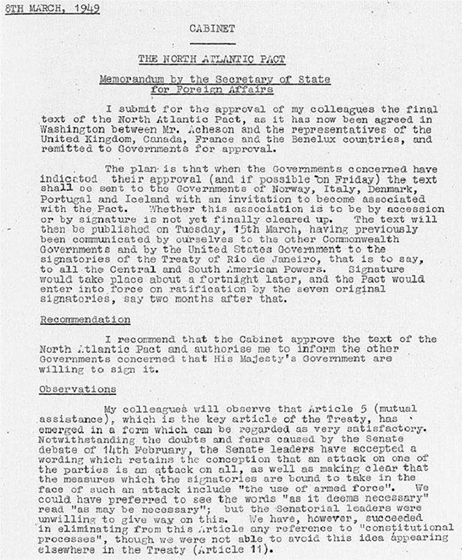 Cabinet Memorandum 8th March 1949. Catalogue reference: CAB 129/33/16 