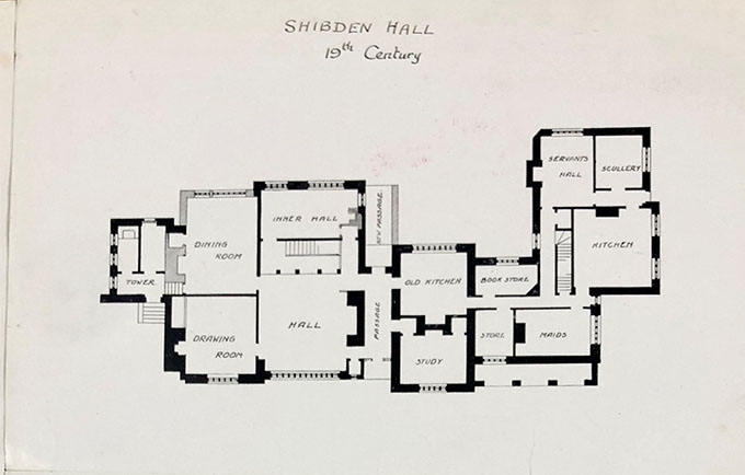 Floorplan drawing of Shibden Hall.