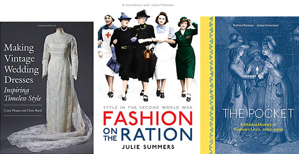 Book cover images for How to Read a Dress, Fashion on the Ration, and The Pocket.