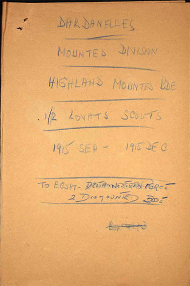A page from Robert Davidson's war diary with mention of Lovat's Scouts.