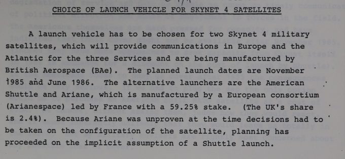 Choice of launch vehicle for Skynet, TNA Ref: DEFE 24/2905