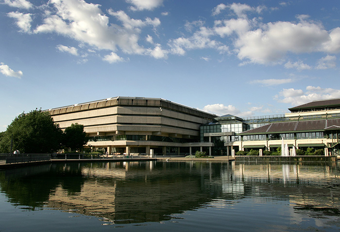 Photograph of the exterior of The National Archives buildings and waterfront at Kew.