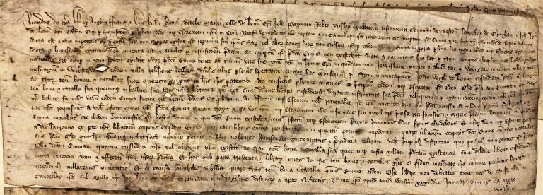The Latin text of Richard II's letter to the mayor and burgesses of King's Lynn setting out provisions for Emma de Beston's estates. 