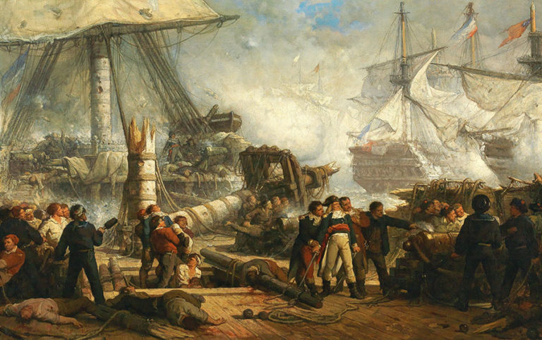 Hendrik Frans Schaefels’ romantic re-imagining of the Battle of Trafalgar.