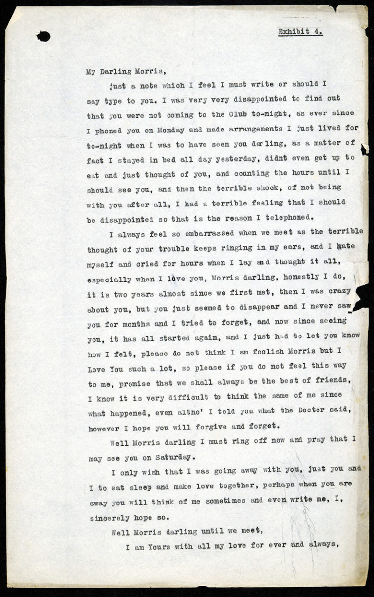 Transcript of 'My Darling Morris', a letter from Cyril to Morris.