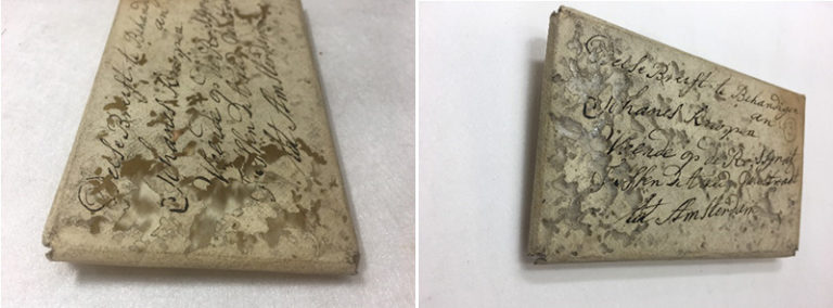Envelope before and after conservation treatment.