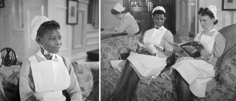 Two stills of Princess Ademola from the Colonial Film Office film ‘Nurse Ademola’ (1944/45) © Imperial War Museum.