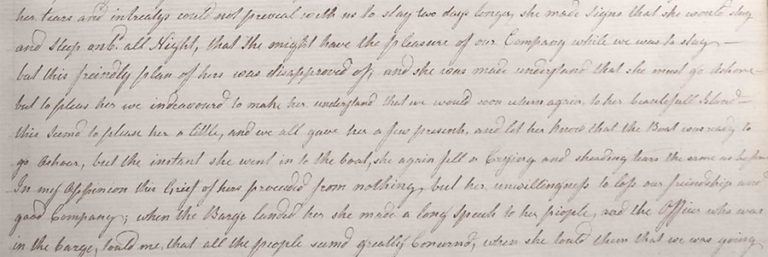 Captains' logs: EXPLORATIONS: DOLPHIN (5) G. Robertson, folio 190: George Robertson describes an encounter with some Tahitian women.