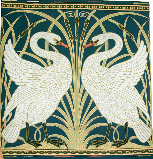 ‘Swan, Rush and Iris’, design for wallpaper by Walter Crane for Jeffrey & Co., 16 August 1877.