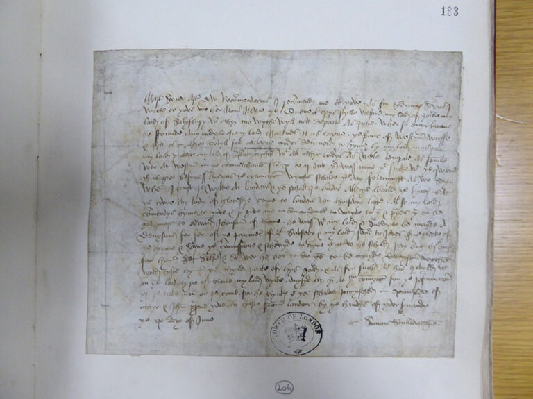 ‘There is great business against the coronation, which shall be this day fortnight, as we say. The king is at the Towre’: Extract from correspondence between Simon Stallworth to Sir William Stonor, 9 June 1483.