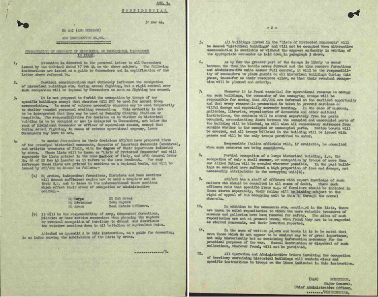 Two-paged typed document titled AAI Administrative Instruction No 10, dated 30 March 1944.