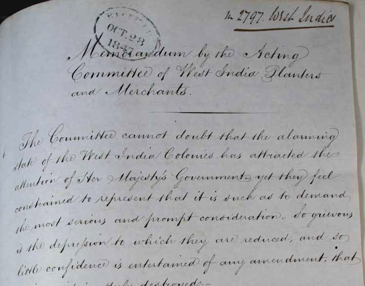 Petition of West Indian Planters, 25 October 1847.