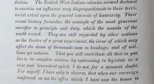 Extract of Elgin’s speech to Jamaica legislature, 25 October 1842.