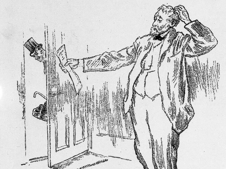 The caption reads 'What’s this?' The enumerator finds someone confused by the census form. An image from the cartoon series ‘Taking the census – experiences of an enumerator’ in Illustrated London News, 1891.