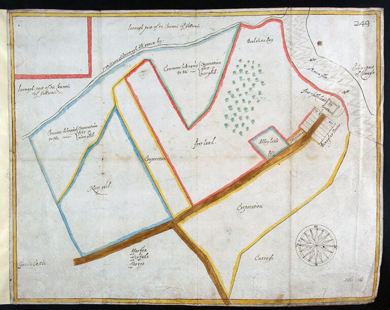 Map of lands in Offaly, Ireland. The area marked as ‘Corporation’ included land held by Sir Matthew De Renzi.