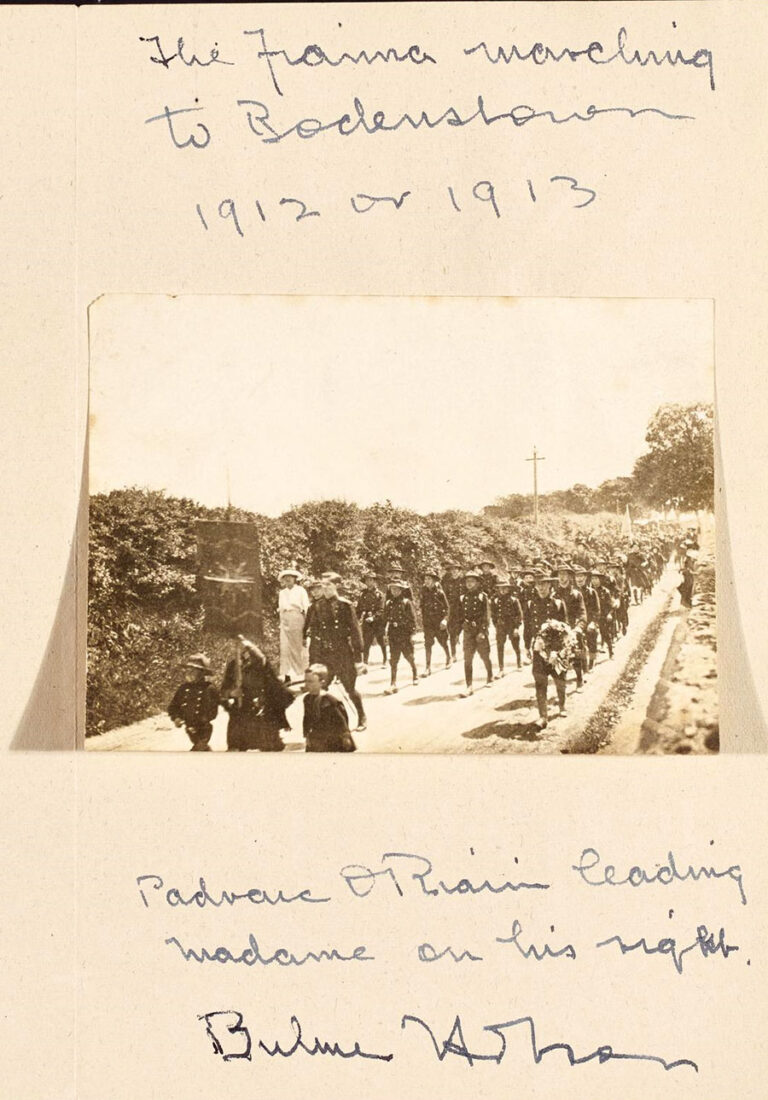 A faded photograph showing the Fianna marching to Bodenstown 1912 or 1913.