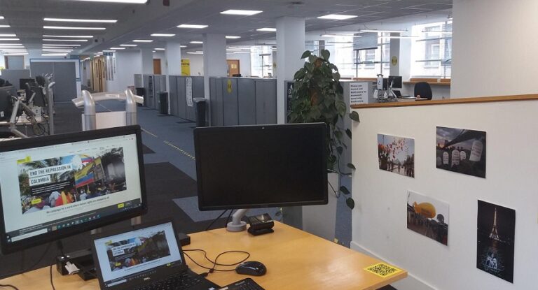 Noor's desk at the Amnesty International’s International Secretariat offices.