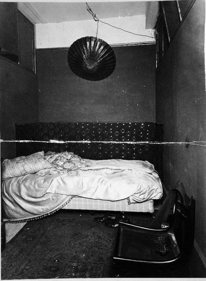 Photograph of a small bedroom area in the flat, 25 Fitzroy Square, 1927.