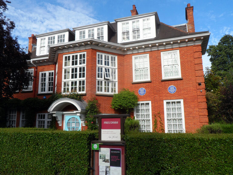 Colour photograph of the exterior of 20 Maresfield Gardens in Hampstead, London, Anna’s main home for much of her life which was converted to the Freud Museum in 1986