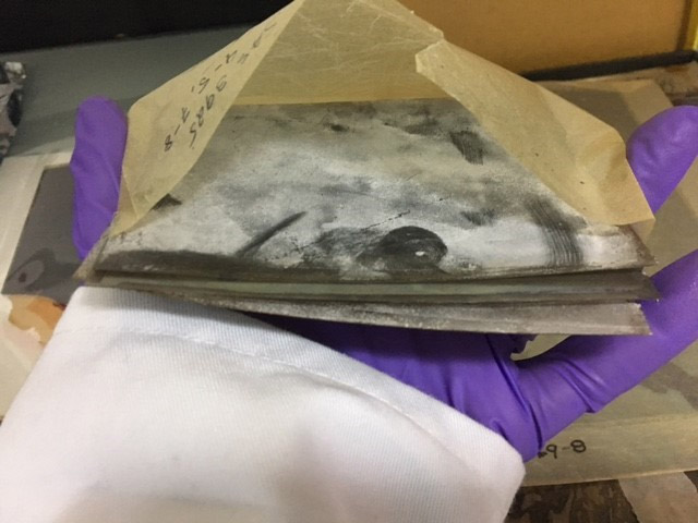 A cellulose acetate negative in the late stages of deterioration.