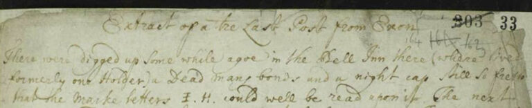 Extract from a letter from Exeter, c.1682.