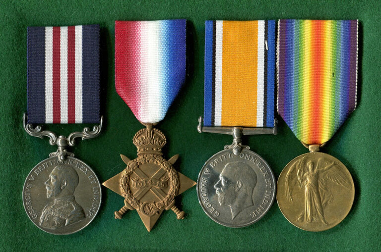 Representation of the four medals Leonard Orpin will have received for his service in the First World War.