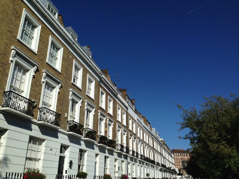 A row of three-storey townhouses in Chelsea.
