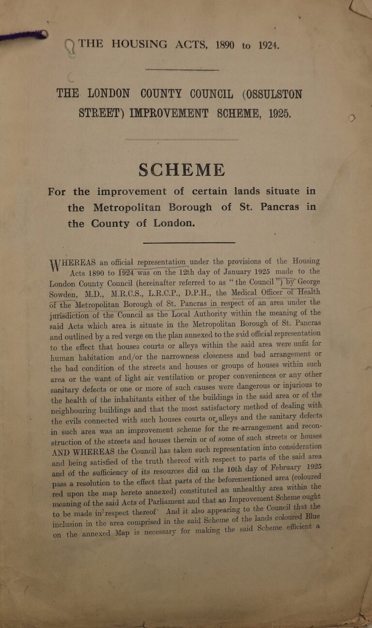 Opening page from an official report titled The Housing Acts 1890 to 1924.