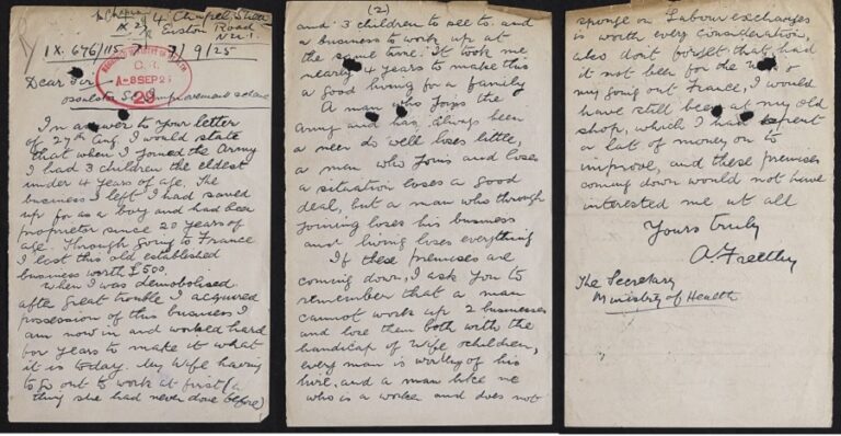 Three pages of a handwritten letter.