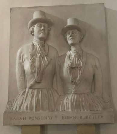 Sarah Ponsonby and Eleanor Butler carved in stone.