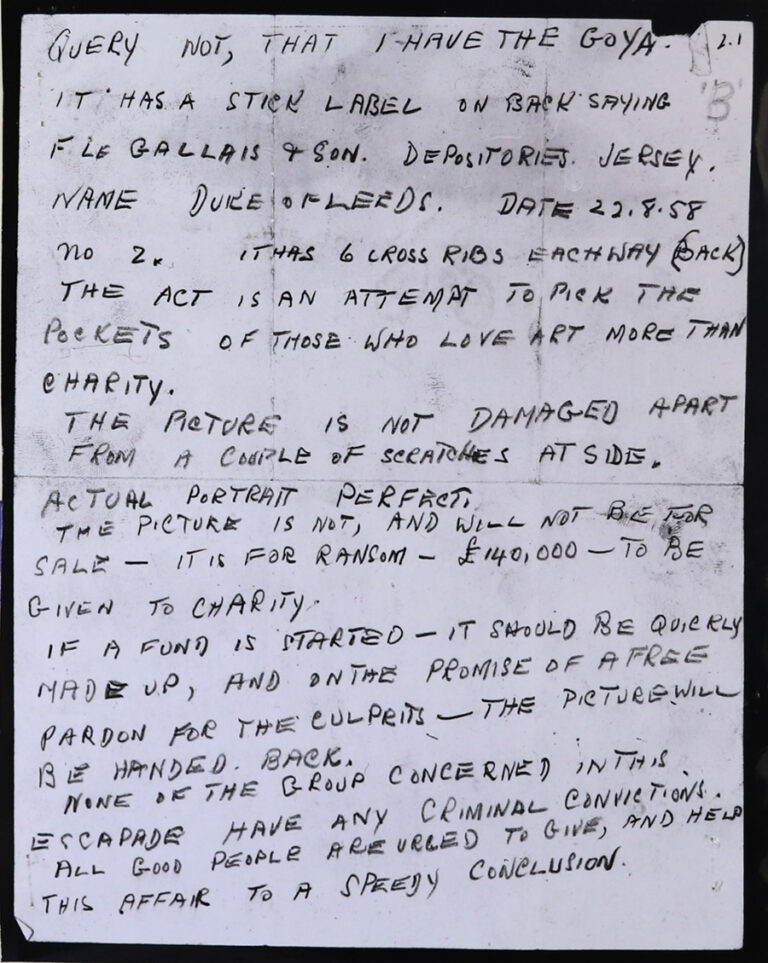 An anonymous handwritten ransom letter.