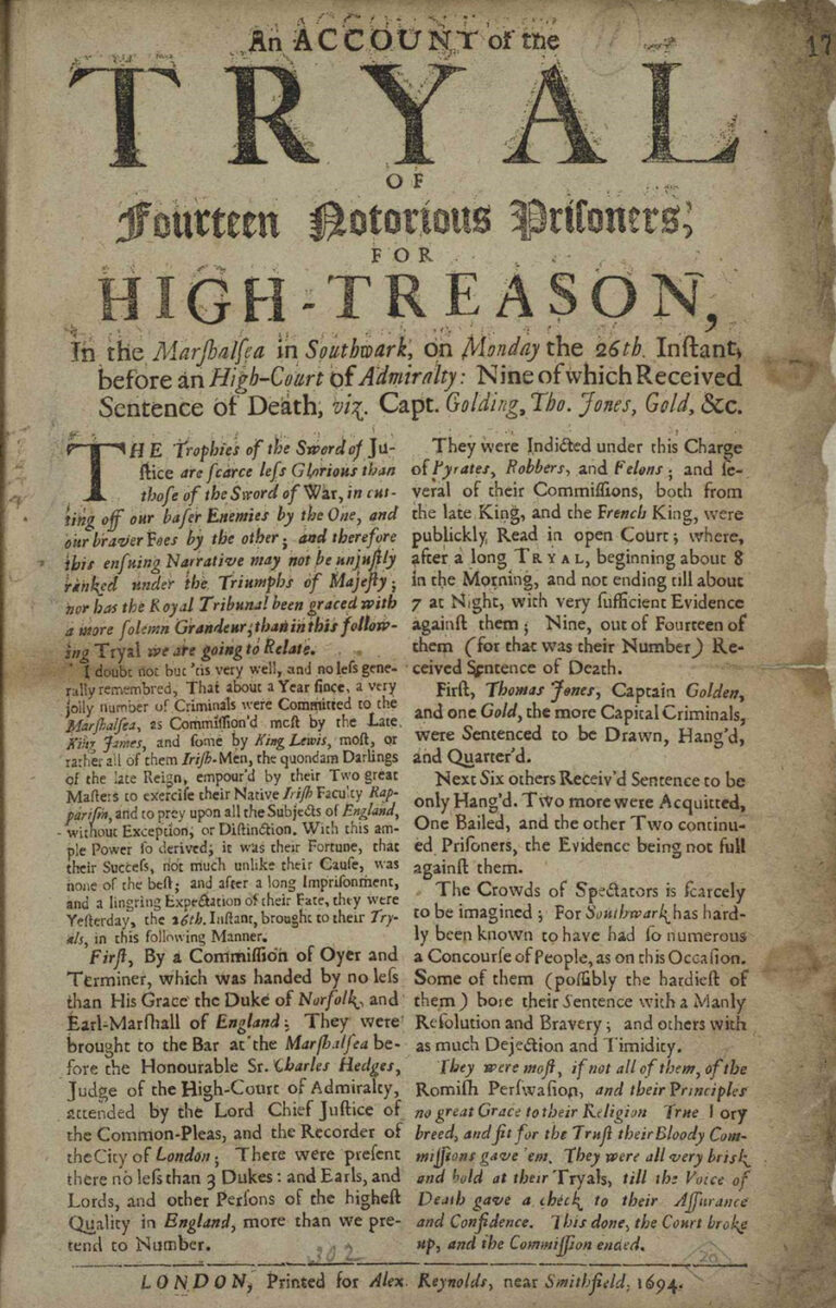 Front page story from a newspaper in the 17th century.