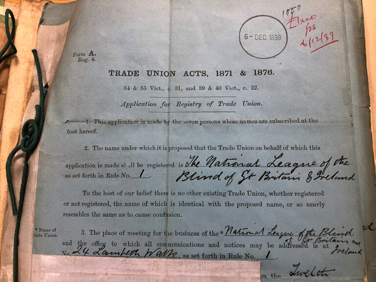 Official document titled Trade Union Acts 1871 and 1876 with some text written in ink.
