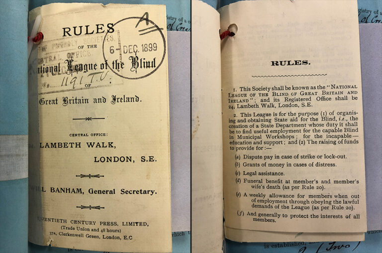 Two images of pages from a pamphlet.