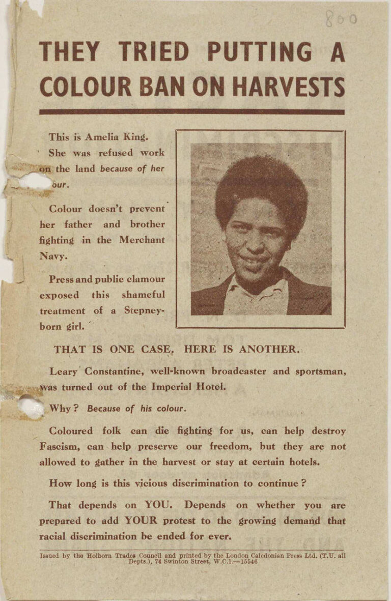 Page from a newspaper or pamphlet featuring text alongside a photograph of Amelia King.