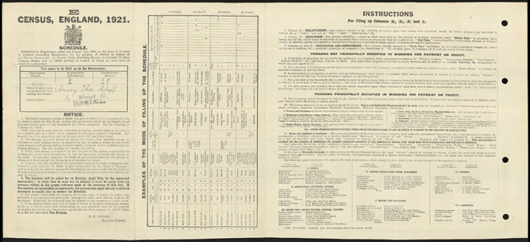 A report page from the 1921 Census.