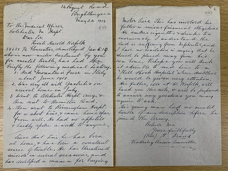 A handwritten note comprising two pages.
