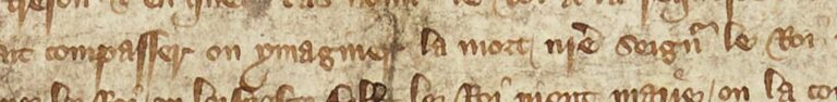 A single phrase picked out from a roll of parchment