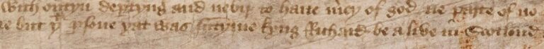 A single phrase picked out from a roll of parchment