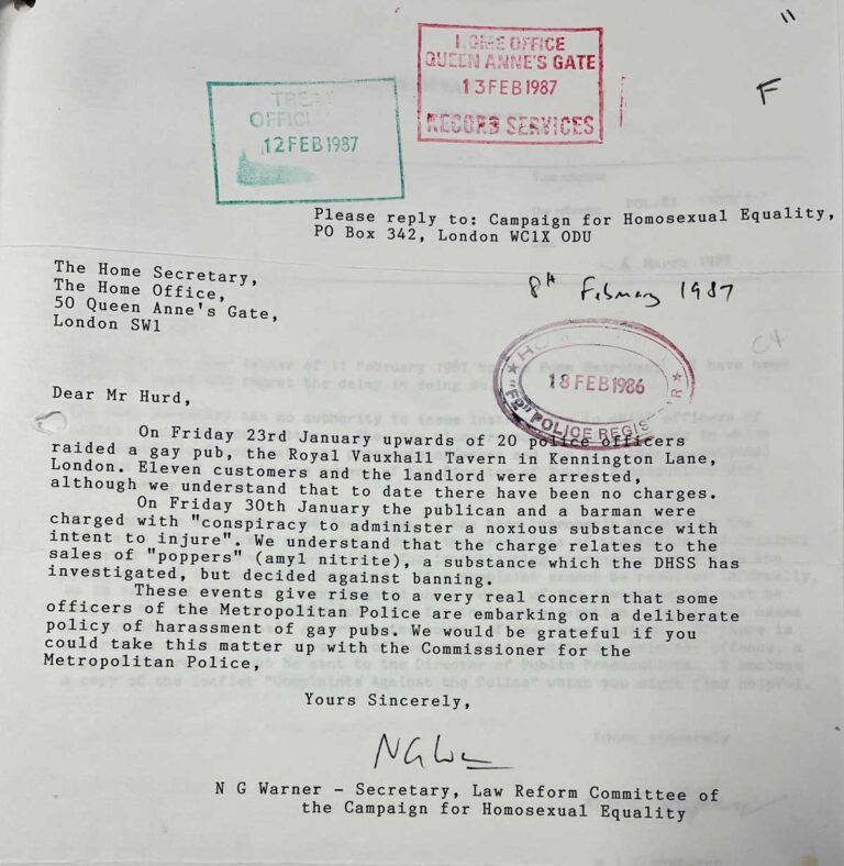 A typewritten letter addressed to 'The Home Secretary', three paragraphs long.